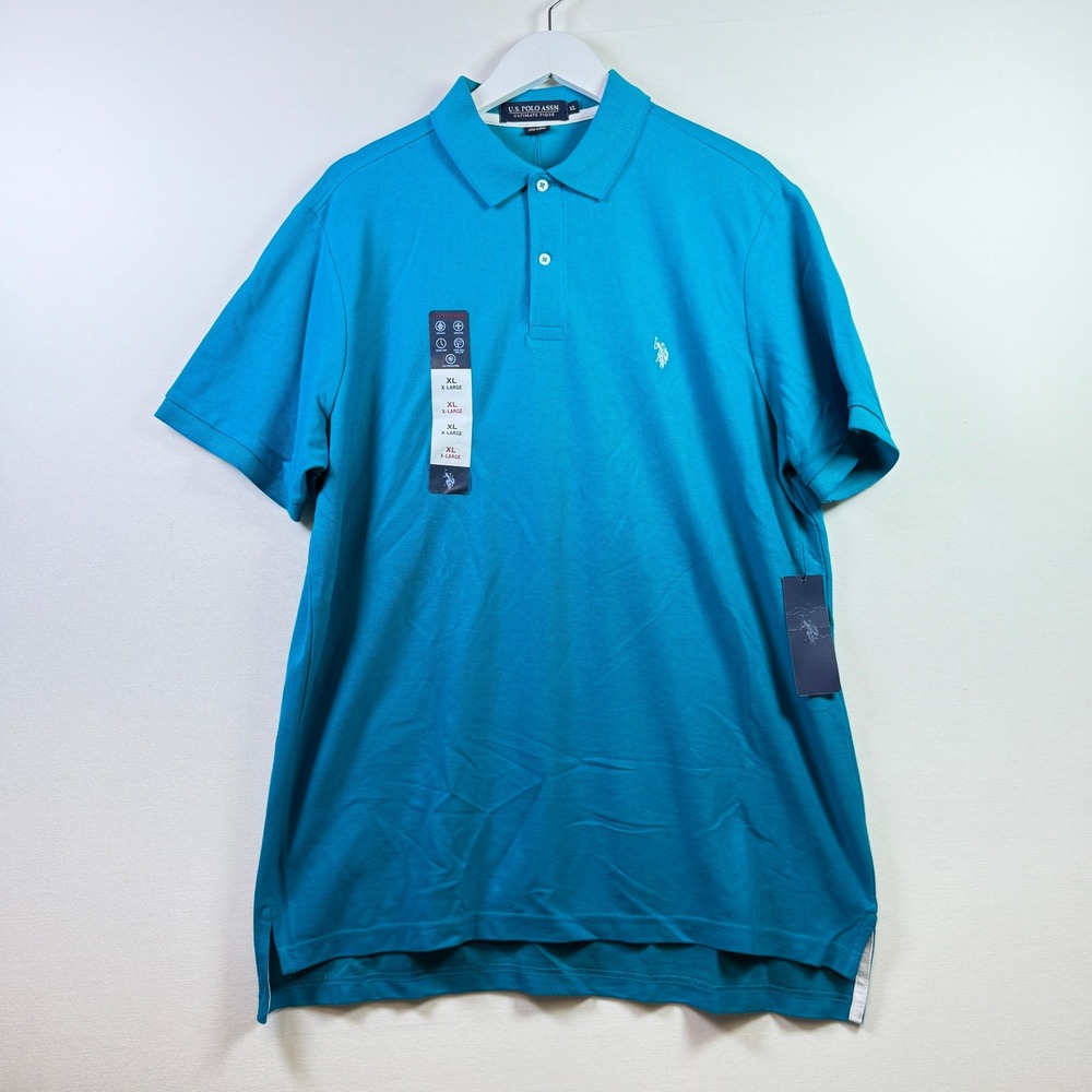U.S. POLO ASSN. Teal Blue Ultimate Pique Moisture Wicking Polo Shirt XL